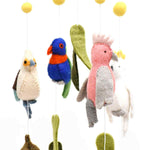 Load image into Gallery viewer, Tara Treasures Baby Nursery Felt Hanging Cot Mobile - Australian Birds (Cockatoo, Lorikeet, Galah &amp; Kookaburra)
