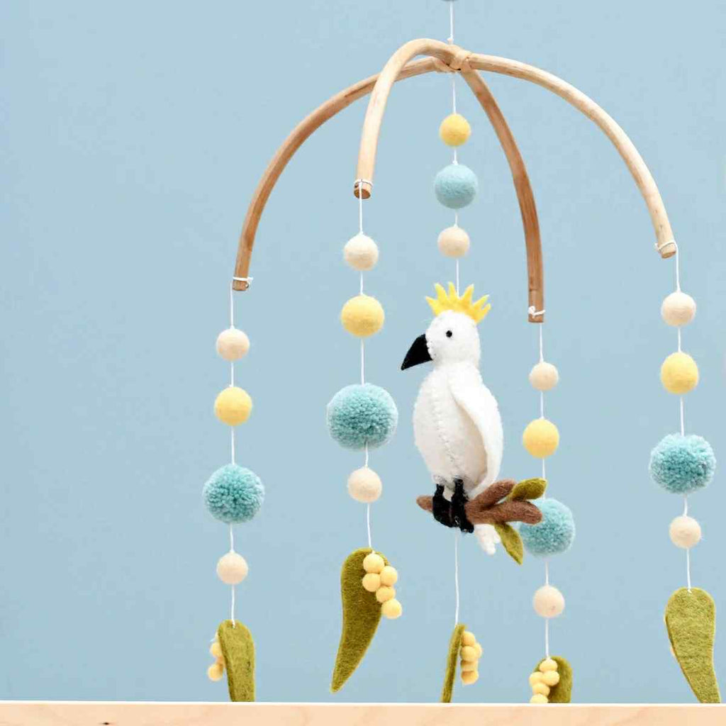 Tara Treasures Baby Nursery Felt Hanging Cot Mobile - Cockatoo Australiana