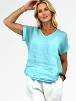 Load image into Gallery viewer, La Strada Collection V-Neck Top - Turquoise [SZ:S]

