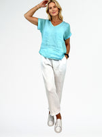 Load image into Gallery viewer, La Strada Collection V-Neck Top - Turquoise [SZ:S]
