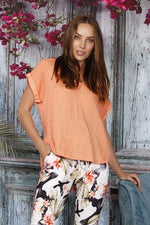 Load image into Gallery viewer, La Strada Collection V-Neck Top - Orange [SZ:S]
