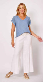 Load image into Gallery viewer, La Strada Collection V-Neck Top - Jeans [SZ:S]

