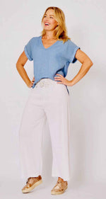 Load image into Gallery viewer, La Strada Collection V-Neck Top - Jeans [SZ:S]
