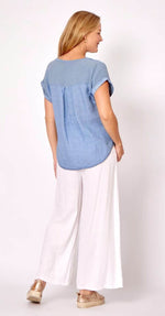 Load image into Gallery viewer, La Strada Collection V-Neck Top - Jeans [SZ:S]

