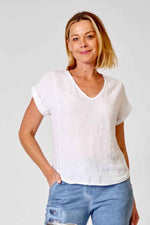 Load image into Gallery viewer, La Strada Collection V-Neck Top - White [SZ:S]
