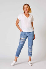 Load image into Gallery viewer, La Strada Collection V-Neck Top - White [SZ:S]
