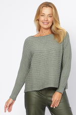 Load image into Gallery viewer, La Strada Collection Wave Pattern Knitted Jumper - Oliva [SZ:S/M]
