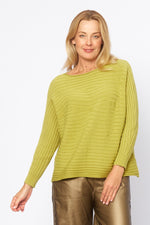 Load image into Gallery viewer, La Strada Collection Wave Pattern Knitted Jumper - Olio [SZ:S/M]
