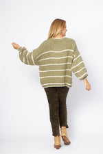 Load image into Gallery viewer, La Strada Collection Stripe Knitted Jumper - Militare/White Stripe [SZ:S/M]
