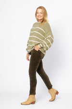 Load image into Gallery viewer, La Strada Collection Stripe Knitted Jumper - Militare/White Stripe [SZ:S/M]
