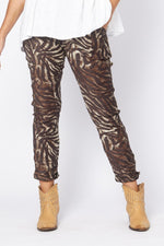 Load image into Gallery viewer, La Strada Collection Crushed Tape Pants - Animal Print [SZ:S]

