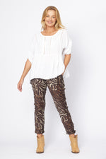 Load image into Gallery viewer, La Strada Collection Crushed Tape Pants - Animal Print [SZ:S]
