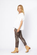 Load image into Gallery viewer, La Strada Collection Crushed Tape Pants - Animal Print [SZ:S]
