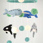 Load image into Gallery viewer, Tara Treasures Baby Nursery Felt Hanging Cot Mobile - Ocean Marine Mammals
