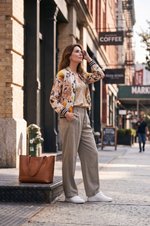 Load image into Gallery viewer, Amici Made In Italy Silk Blend Zip Bomber - Pansy Beige [SZ:S/M]
