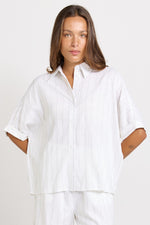 Load image into Gallery viewer, Betty Basics Ophelia Shirt [CLR:WHITE/BLACK STRIPE SZ:6]
