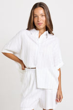 Load image into Gallery viewer, Betty Basics Ophelia Shirt [CLR:WHITE/BLACK STRIPE SZ:6]
