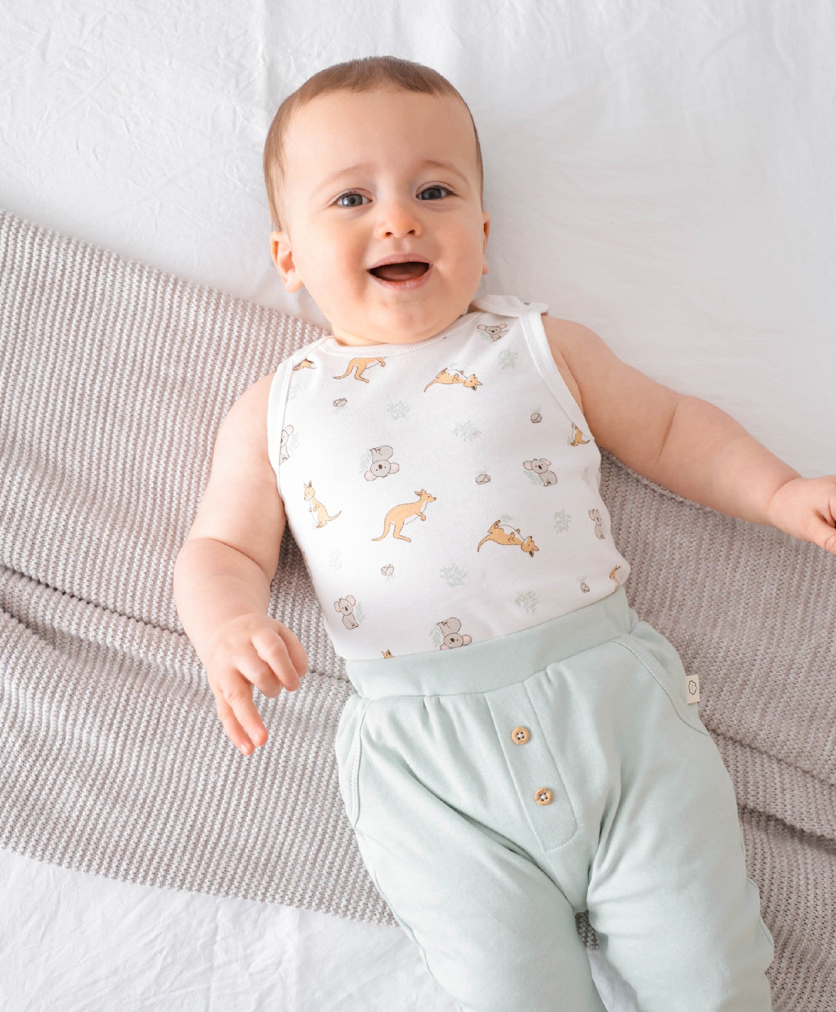 Lummi In Colour Singlet Bodysuit - Kangaroo & Koala [SZ:0000]