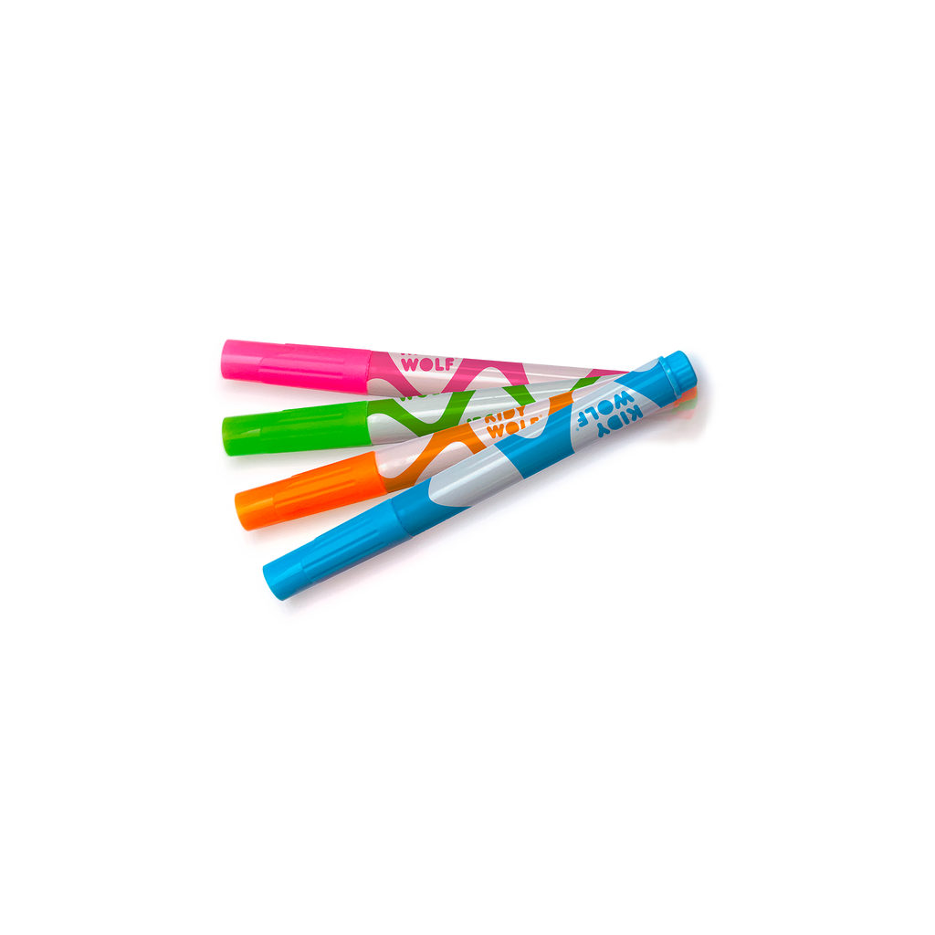 Kidywolf - Kidymarkers Liquid Chalk Fluorescent Markers Pink, Orange, Green & Blue
