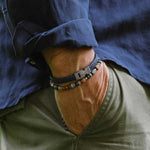 Load image into Gallery viewer, Steel &amp; Barnett - Archie Jeans Blue - 8mm Leather Box Braided Bracelet [CLR:JEANS BLUE SZ:L (22-23cm)]
