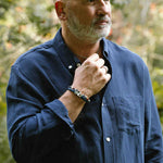 Load image into Gallery viewer, Steel &amp; Barnett - Archie Jeans Blue - 8mm Leather Box Braided Bracelet [CLR:JEANS BLUE SZ:L (22-23cm)]
