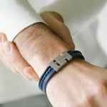 Load image into Gallery viewer, Steel &amp; Barnett - Casual Cole - Jeans Blue - Triple Stack Leather Bracelet [CLR:JEANS BLUE SZ:L (22-23cm)]
