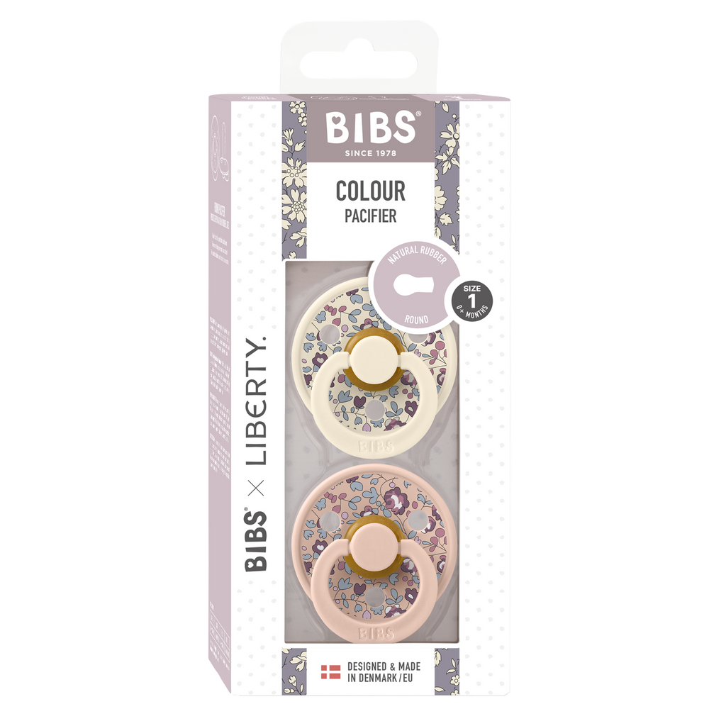 BIBS Dummies Twin Pack Size 1 (0+ months) Round Liberty Colour - Eloise/Blush Mix