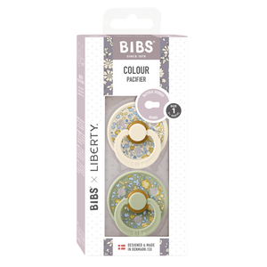 BIBS Dummies Twin Pack Size 1 (0+ months) Round Liberty Colour - Eloise/Sage Mix