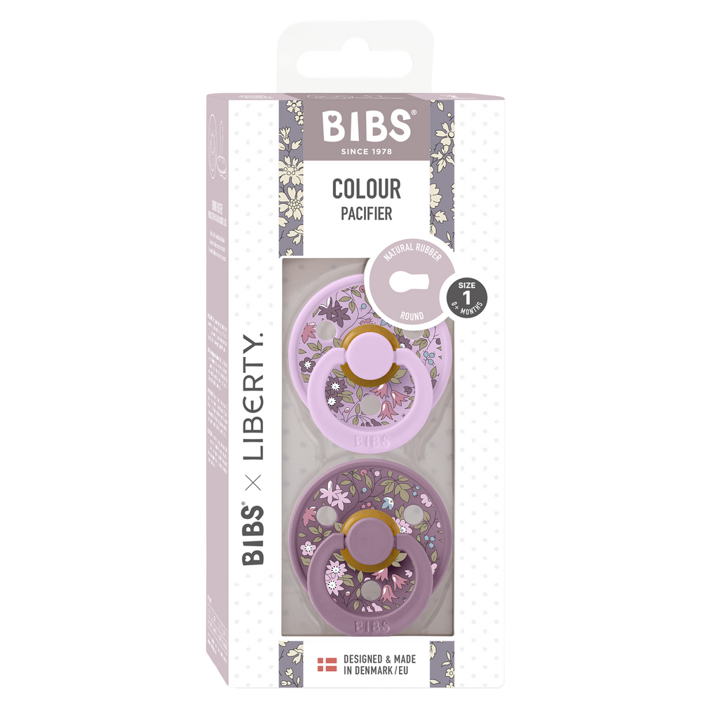 BIBS Dummies Twin Pack Size 1 (0+ months) Round Liberty Colour - Chamomile Lawn/Violet Sky Mix