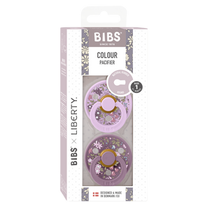 BIBS Dummies Twin Pack Size 1 (0+ months) Round Liberty Colour - Chamomile Lawn/Violet Sky Mix