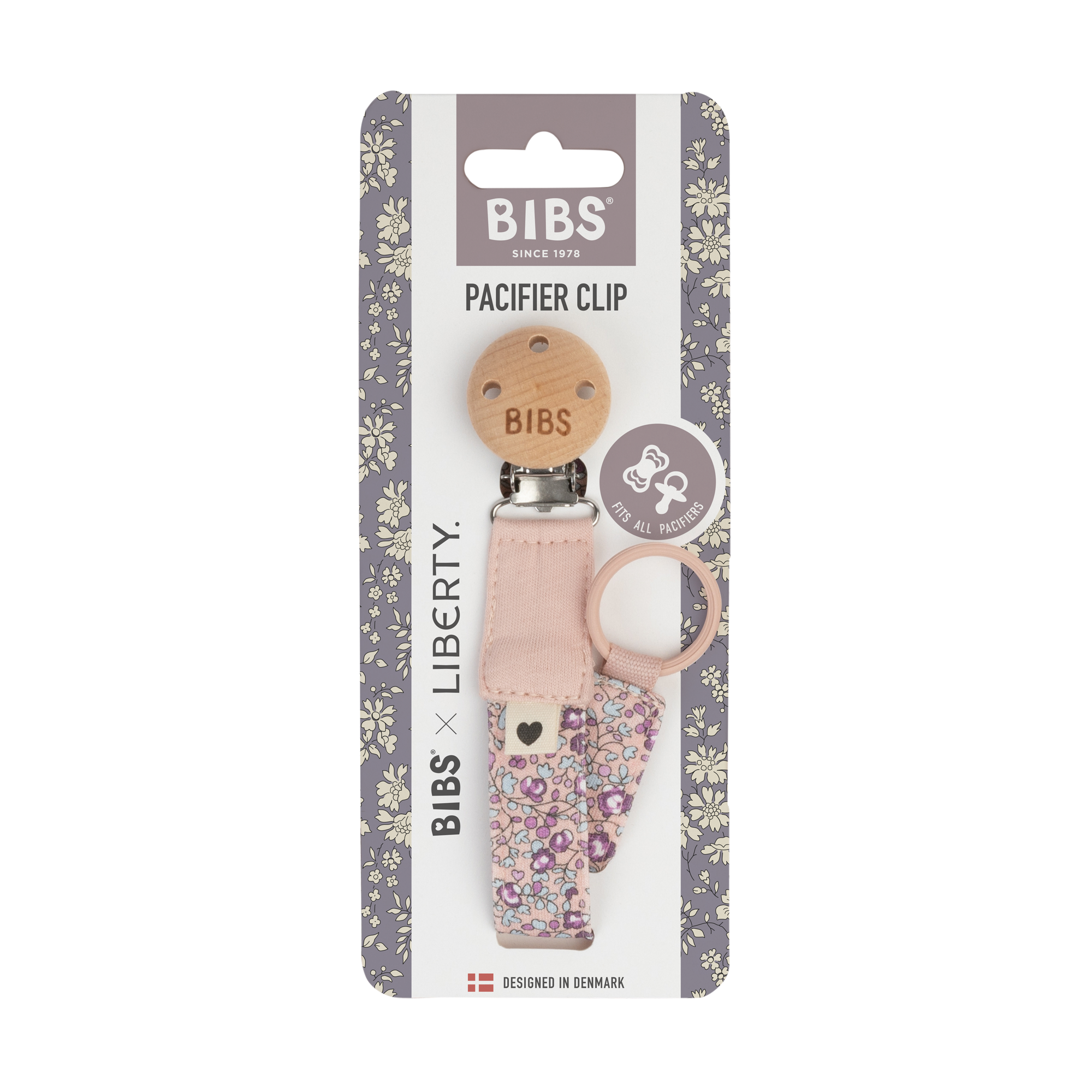 BIBS Pacifier Clip - Liberty Eloise/Blush