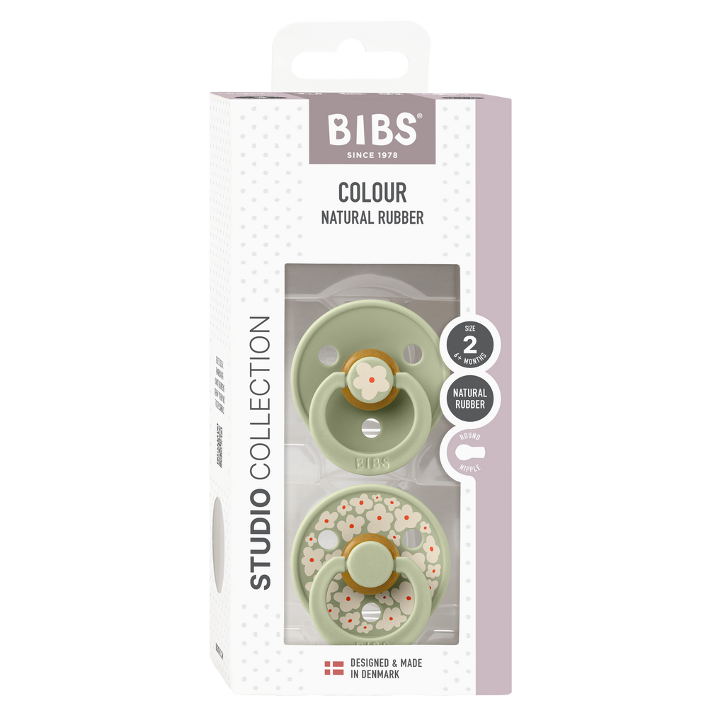 BIBS Dummies Twin Pack Size 2 (6+ months) Round Studio Colour - Jasmine Sage Mix