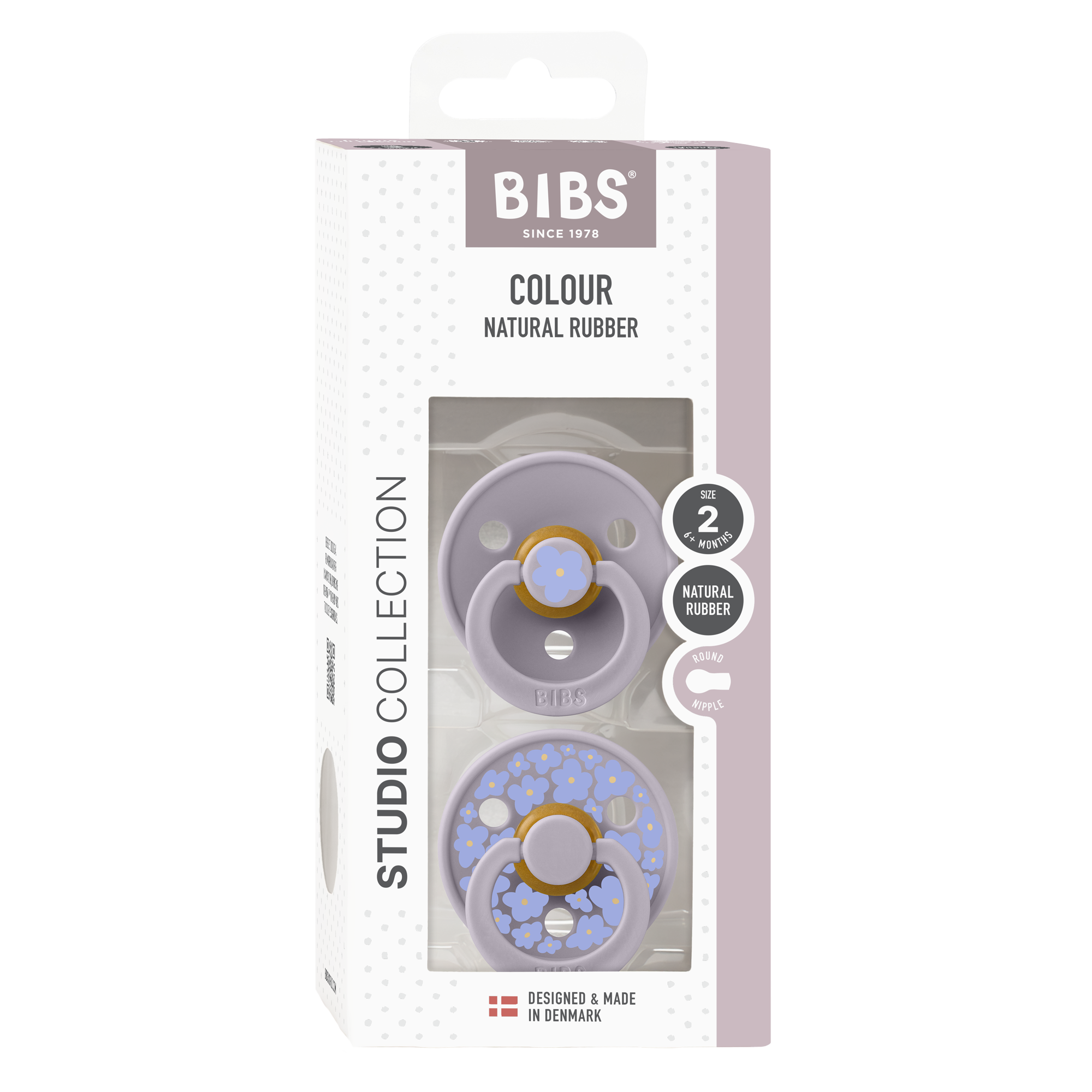 BIBS Dummies Twin Pack Size 2 (6+ months) Round Studio Colour - Jasmine Fossil Grey Mix