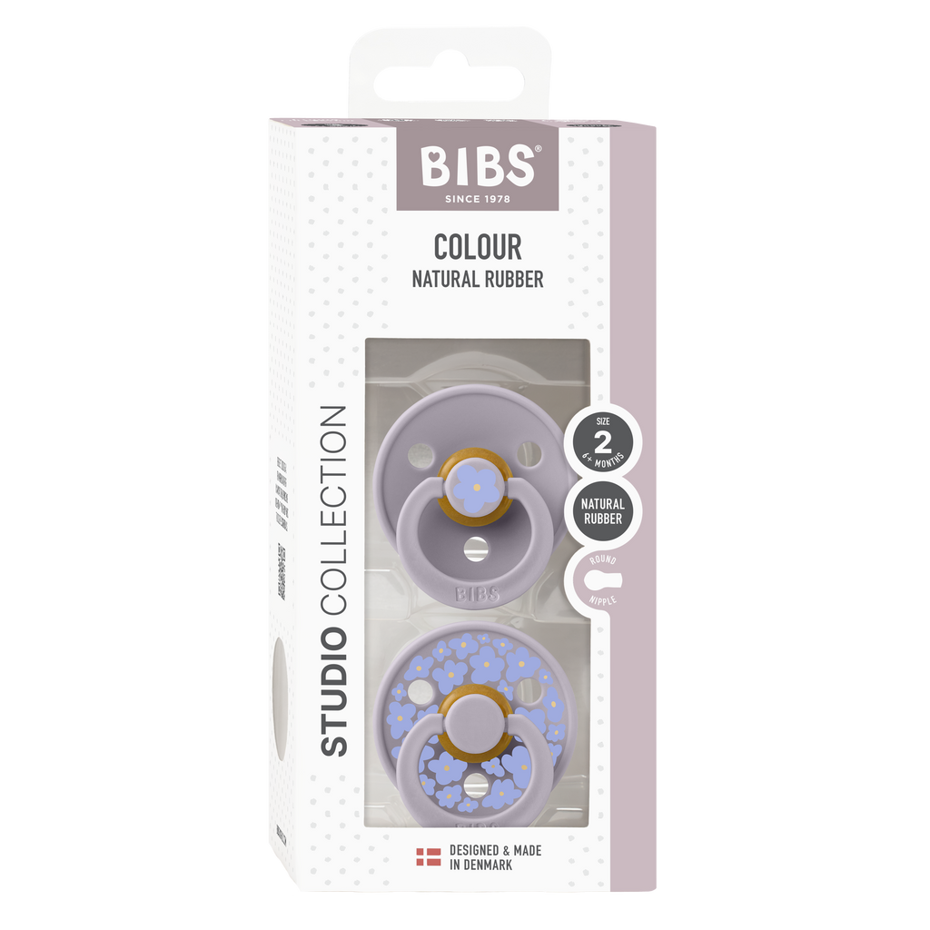 BIBS Dummies Twin Pack Size 2 (6+ months) Round Studio Colour - Jasmine Fossil Grey Mix