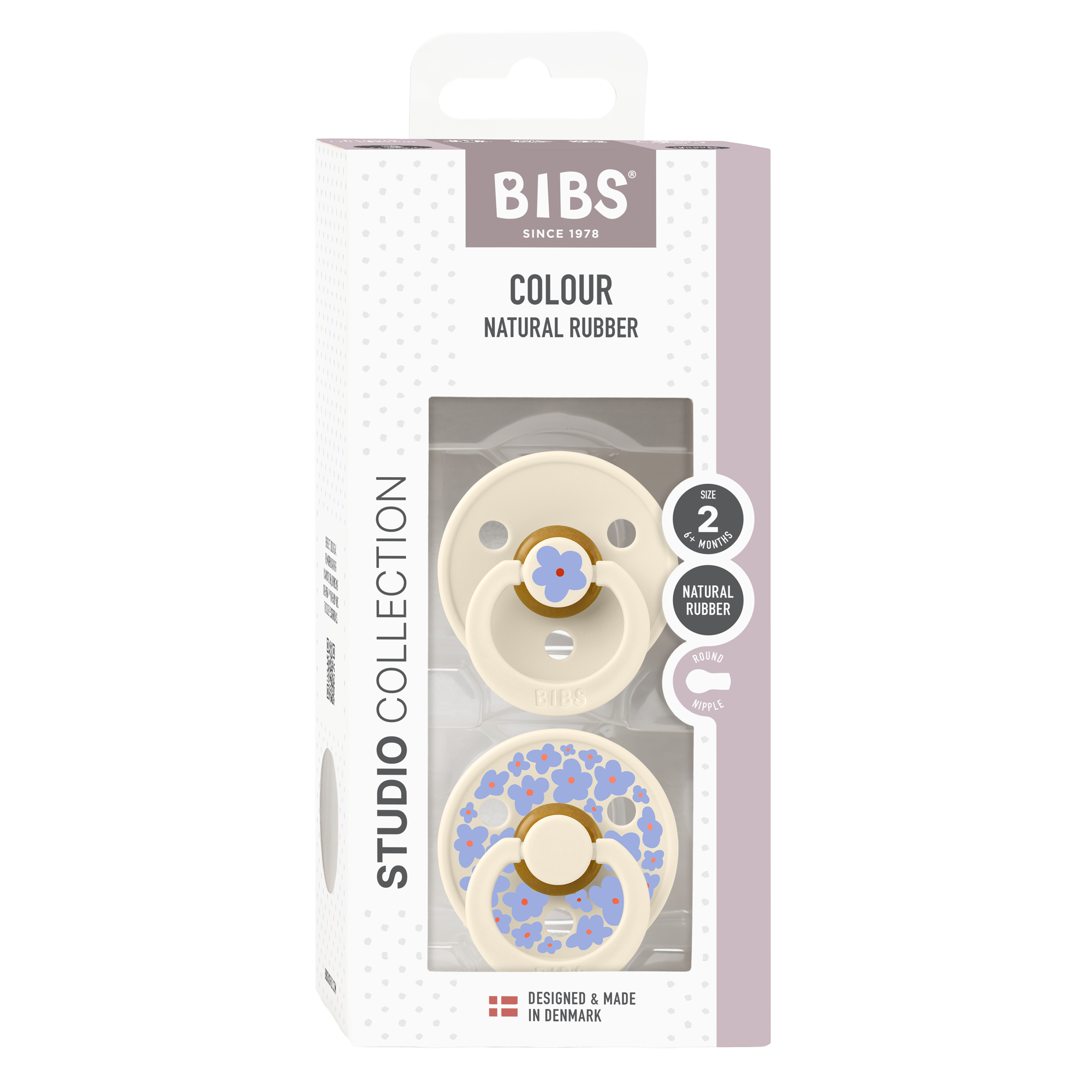 BIBS Dummies Twin Pack Size 2 (6+ months) Round Studio Colour - Jasmine Ivory Mix