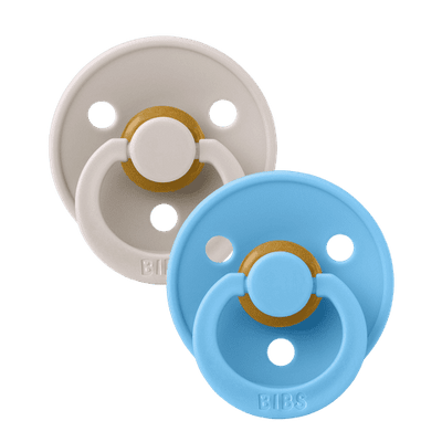 BIBS Dummies Colour 2 Pack Round - Mushroom/Breeze [SZ:1 (0+ months)]