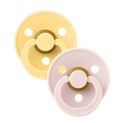 BIBS Dummies Colour 2 Pack Round - Pale Butter/Petal [SZ:1 (0+ months)]