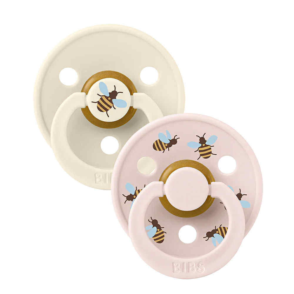 BIBS Dummies STUDIO Colour 2 Pack Round Bumblebee - Ivory/Petal [SZ:1 (0+ months)]