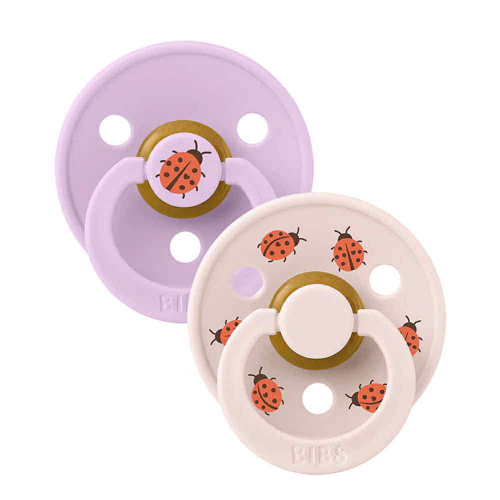 BIBS Dummies STUDIO Colour 2 Pack Round Ladybug - Violet Sky/Petal [SZ:1 (0+ months)]