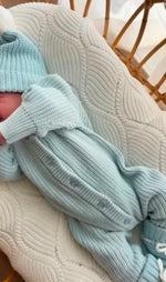 Load image into Gallery viewer, Confetti Kidz Chunky Knit Romper - Traditional Blue [SZ:NEWBORN (0000)]
