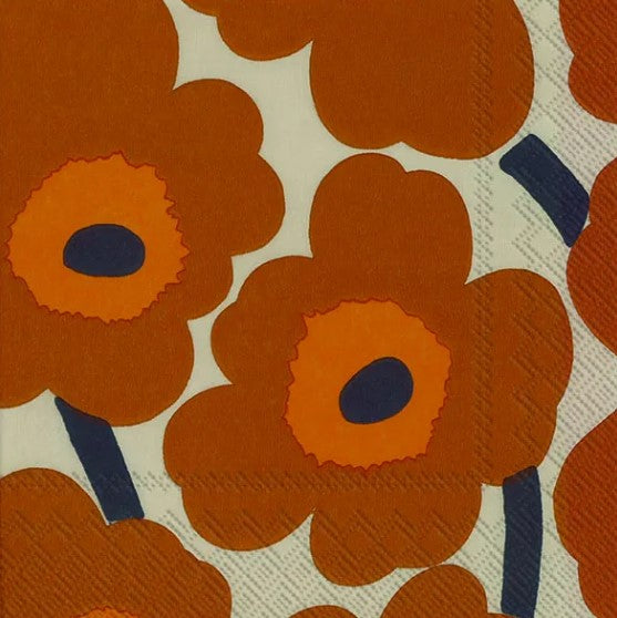 Marimekko Lunch Napkins 20pk - Unikko Terracotta