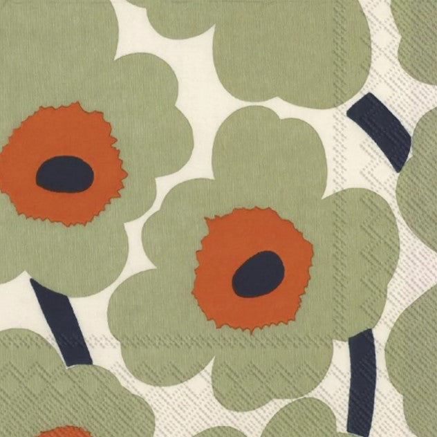 Marimekko Lunch Napkins 20pk - Unikko Cream/Orange Sage