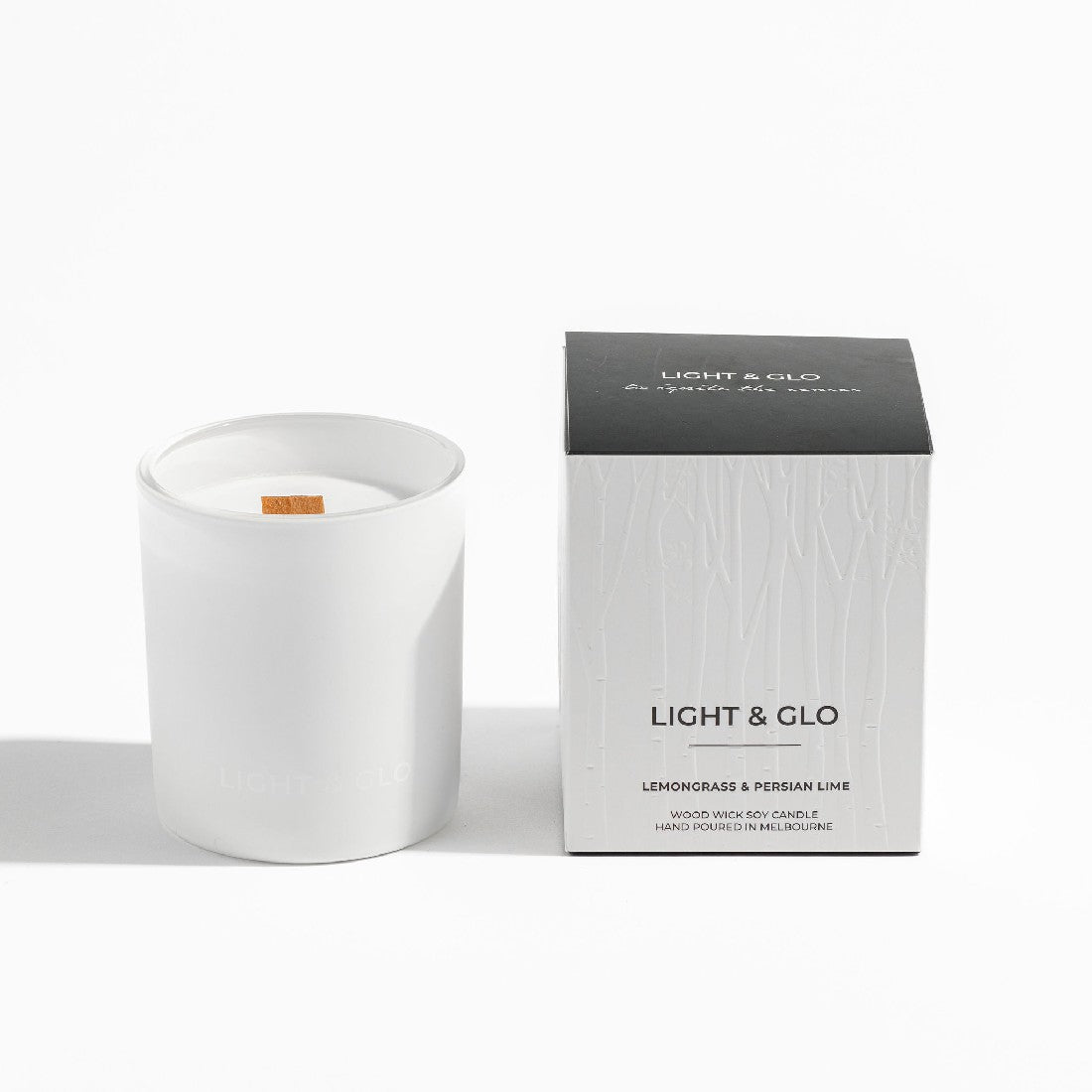 Light & Glo Candle Lemongrass & Persian Lime - White