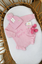Load image into Gallery viewer, Confetti Kidz Cotton She's Here Knit Romper - Pink [SZ:NB 0000]
