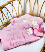 Load image into Gallery viewer, Confetti Kidz Cotton She's Here Knit Romper - Pink [SZ:NB 0000]

