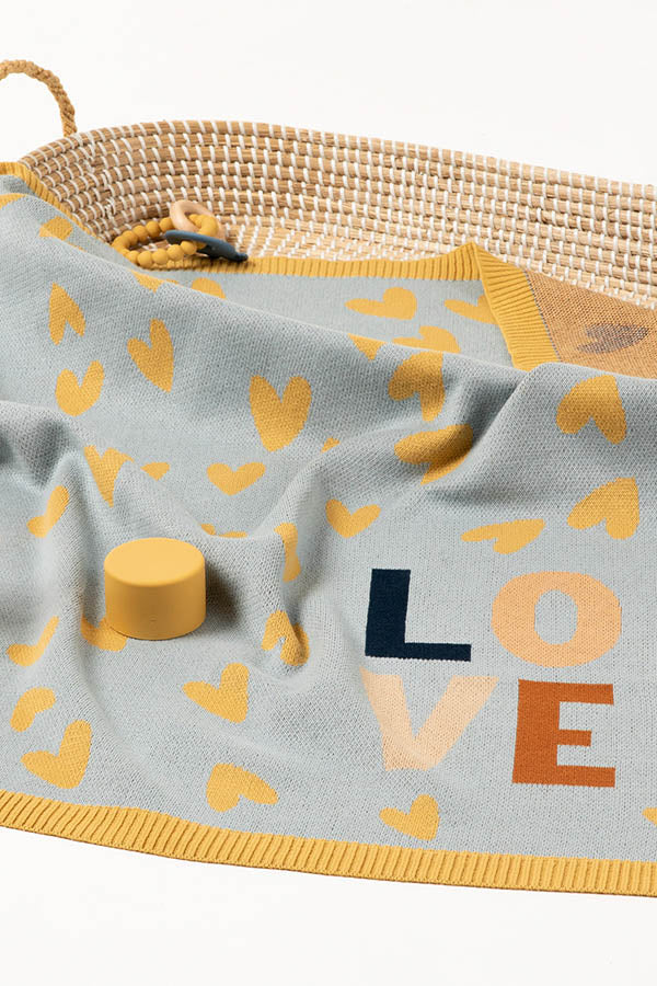 Indus Design Blanket - Love Heart Blue