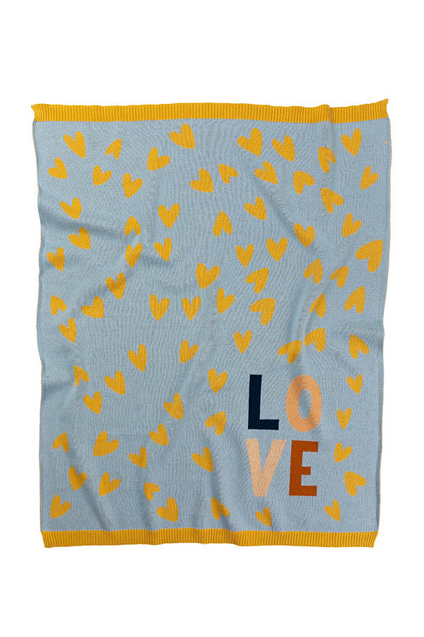 Indus Design Blanket - Love Heart Blue