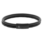Load image into Gallery viewer, Steel &amp; Barnett - Denby Black Edition - Double Stack Braided Leather Bracelet [CLR:BLACK SZ:S (18-19cm)]
