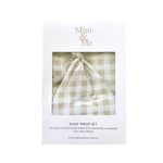 Load image into Gallery viewer, Mini &amp; Me Organic Cotton Jersey Wrap With Matching Hat - Nude Gingham
