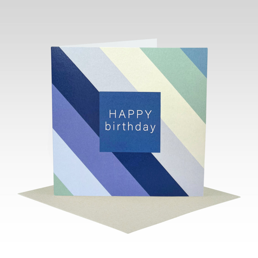 Rhicreative - Happy Birthday Blue & Green Stripe